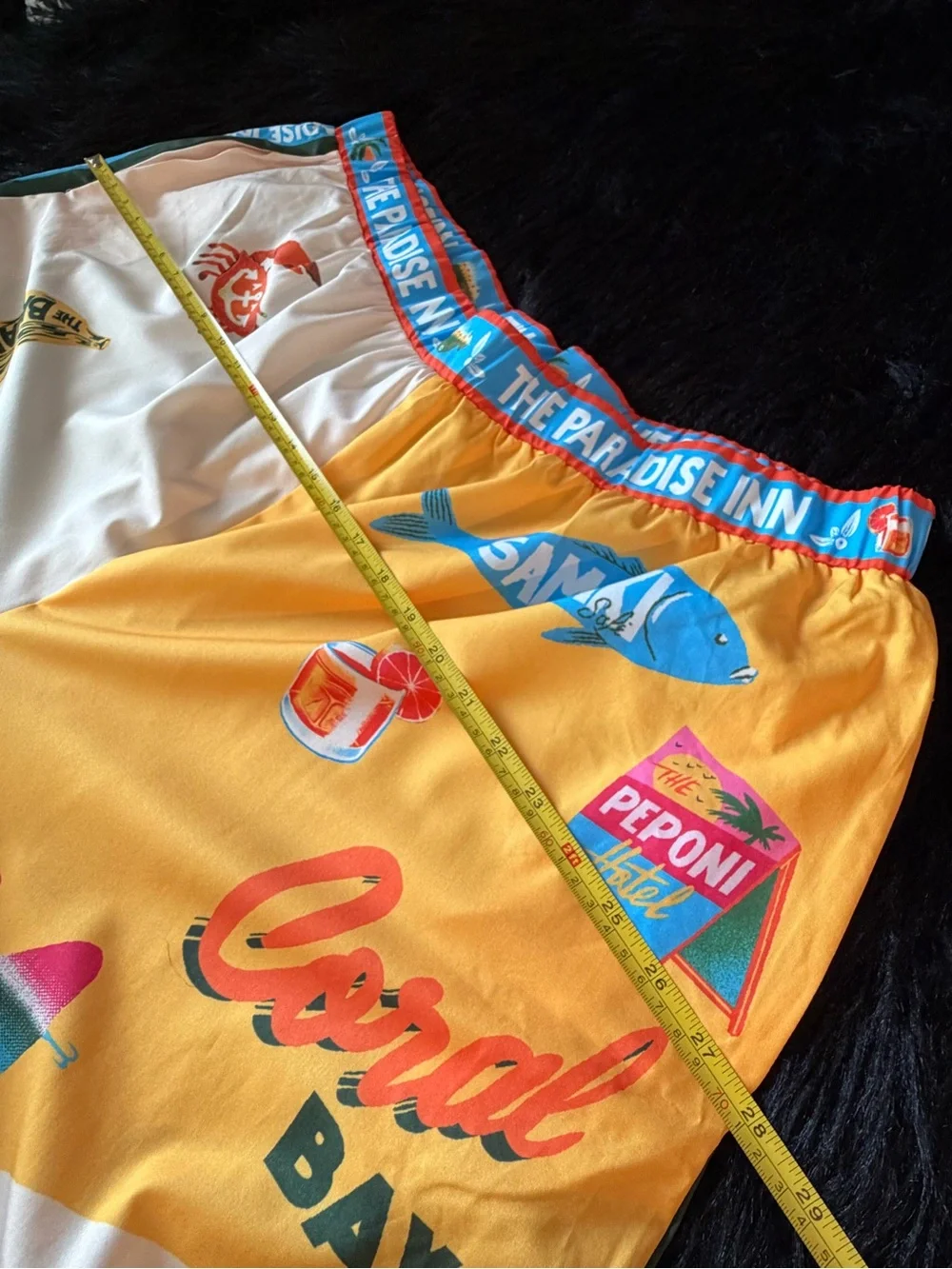 Tropical Coral Island Graphic Lounge Pants - Yellow & Cream